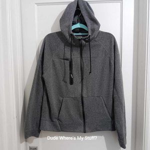 US ICON ZIPPERED DRAWSTRING HOODIE - SOLID GRAY - ADULT SIZE MEDIUM